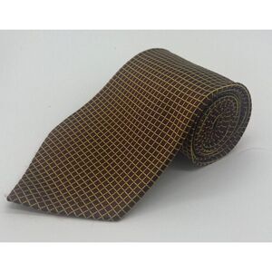 GIORGIO ARMANI TIE HAND MADE‎ 100% SILK MILANO ITALY Red Gold Squares